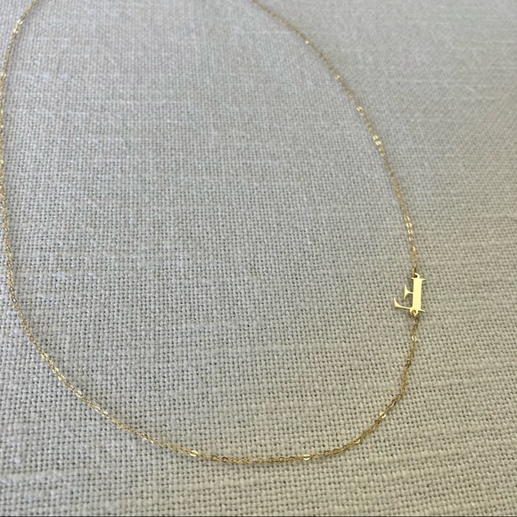 GOLDEN CLEF Asymmetrical Letter F Initial Pendant Necklace 14k Gold ITALY $199 - Picture 2 of 15